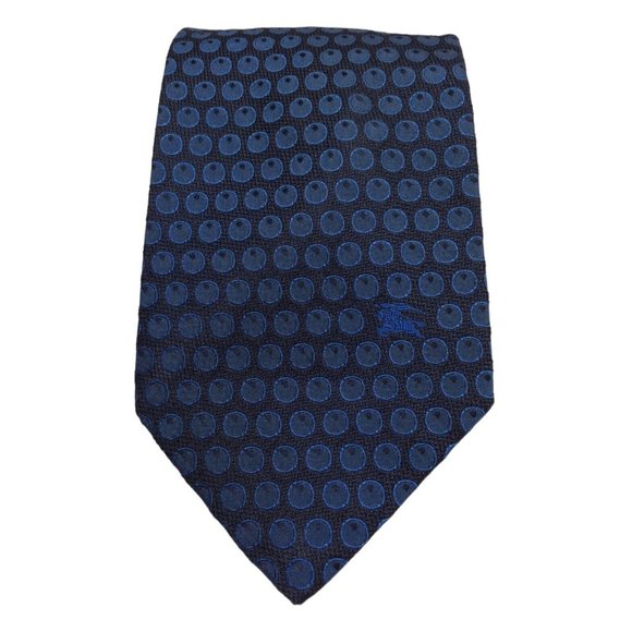 BURBERRYS OF LONDON Blue Geometric Logo Silk Tie Italy 60"/ 3".3/4 EX COND - Picture 1 of 8